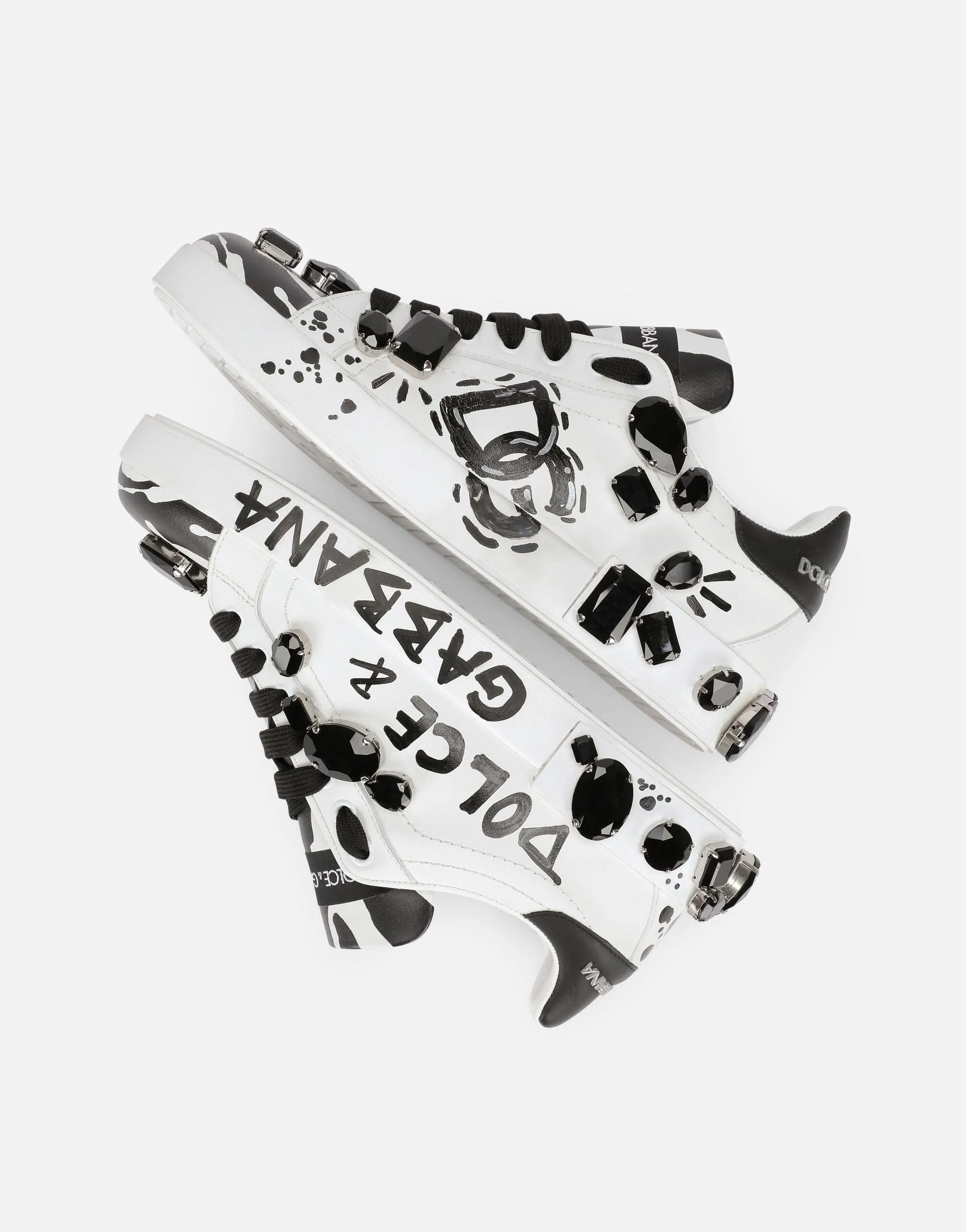 All-Over Logo Print Embellished Sneakers