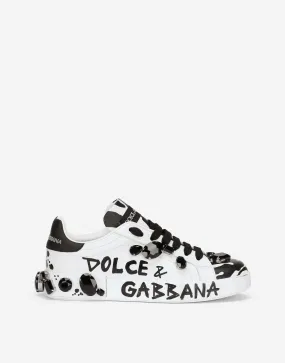 All-Over Logo Print Embellished Sneakers