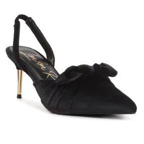 Black Velvet High Heeled Mule Sandals