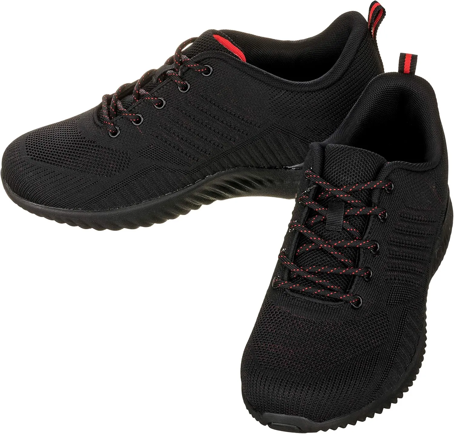 CALTO Men's Invisible Height Increasing Elevator Shoes - Black/Red Ultra Lightweight Sporty Sneakers - 2.6 Inches Taller - Q211 - Size 10.5 D(M) US