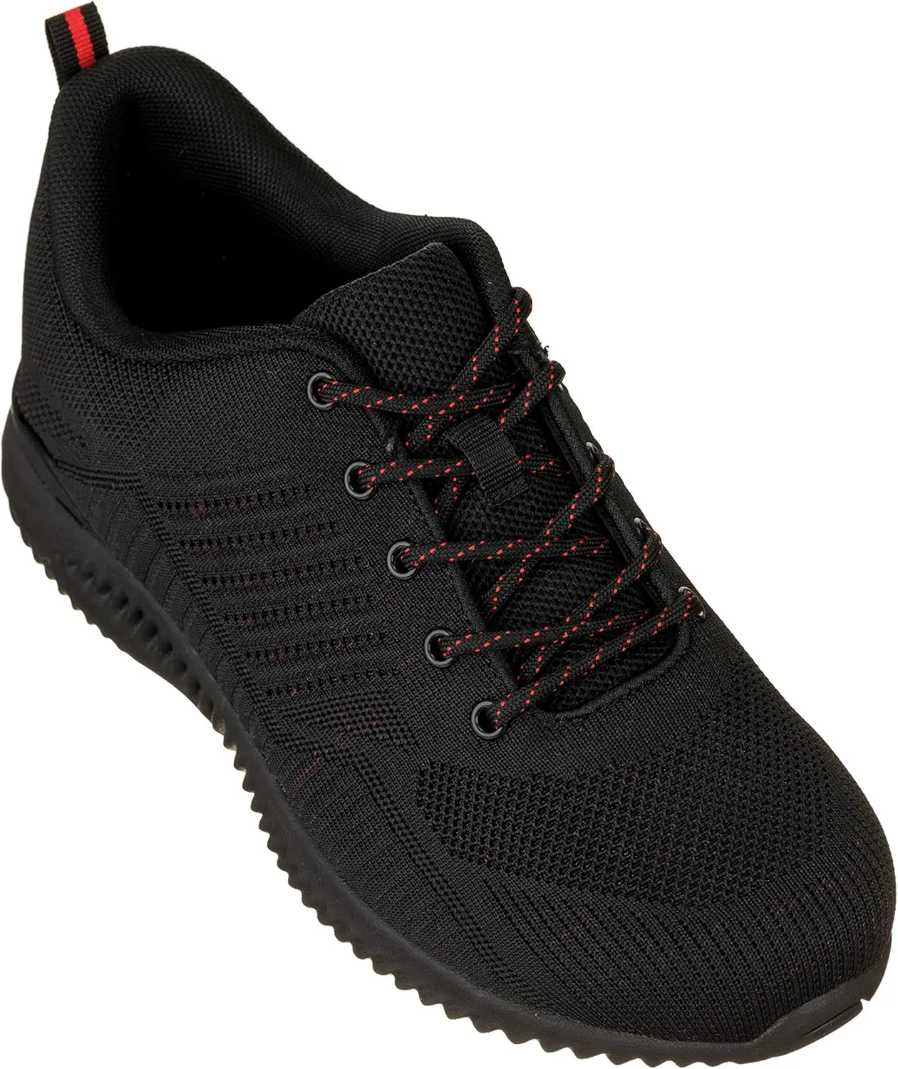 CALTO Men's Invisible Height Increasing Elevator Shoes - Black/Red Ultra Lightweight Sporty Sneakers - 2.6 Inches Taller - Q211 - Size 10.5 D(M) US