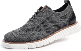 Dress Shoes for Men Sporty Oxfords Dress Sneakers Comfortable Brogue Wingtip Business Casual Shoes, Non Slip Rubber EVA Outsole