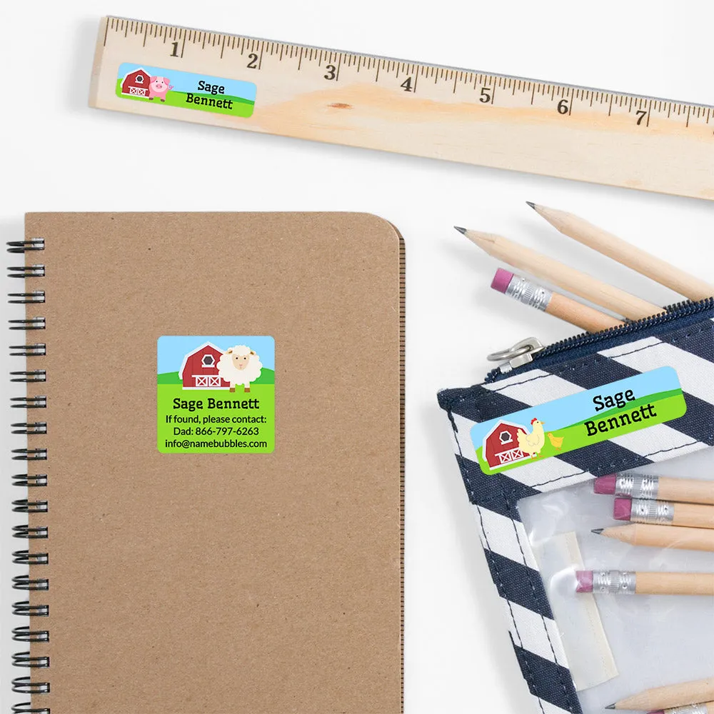 Farm Animals School Labels Pack