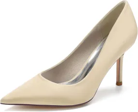 FufoneUS Wedding Bridal Shoes Women's Stiletto High Heel Dress Pumps Pointed Toe Evening Party Shoes,Champagne,8