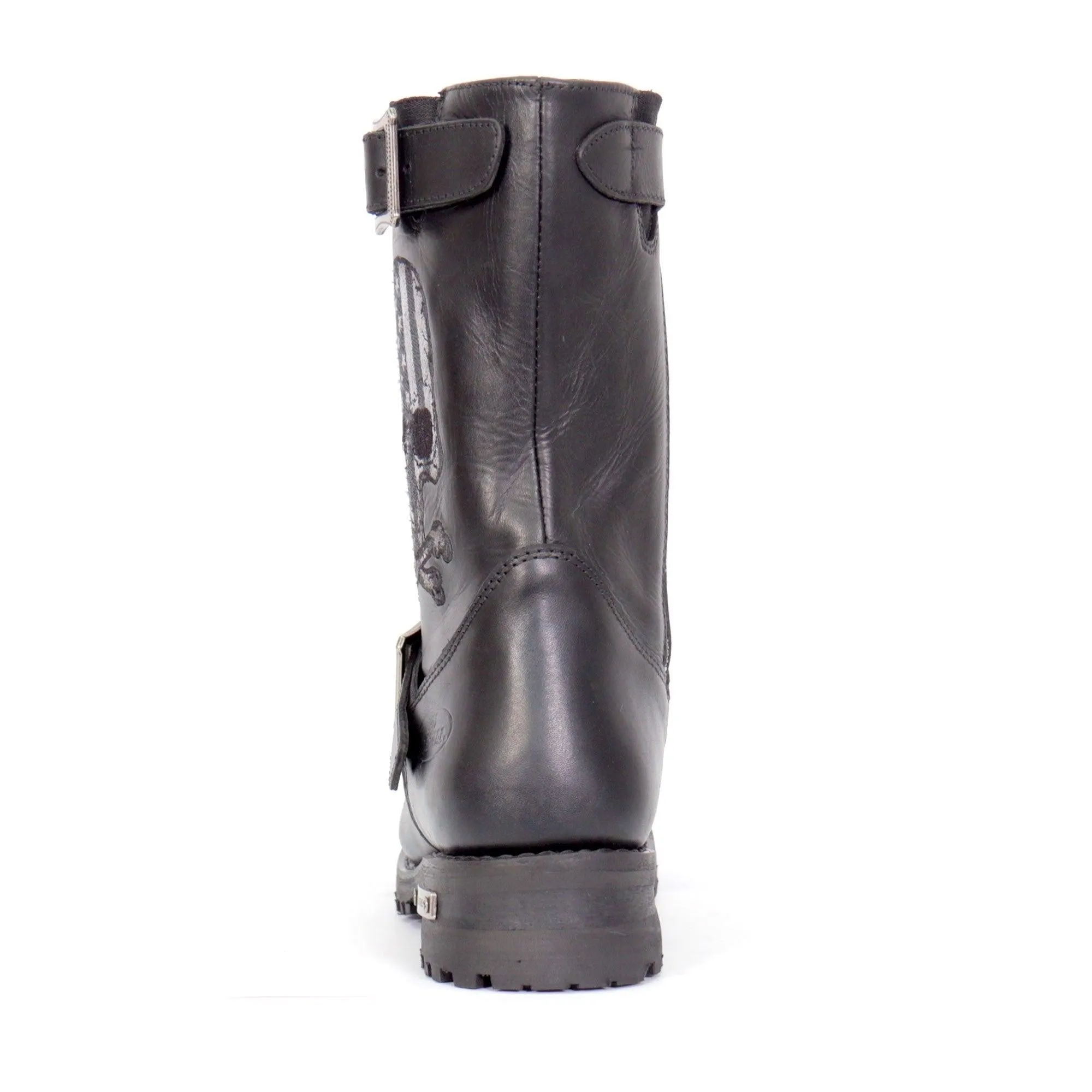 Hot Leathers Tall Harness Flag Skull Boot With Round Toe