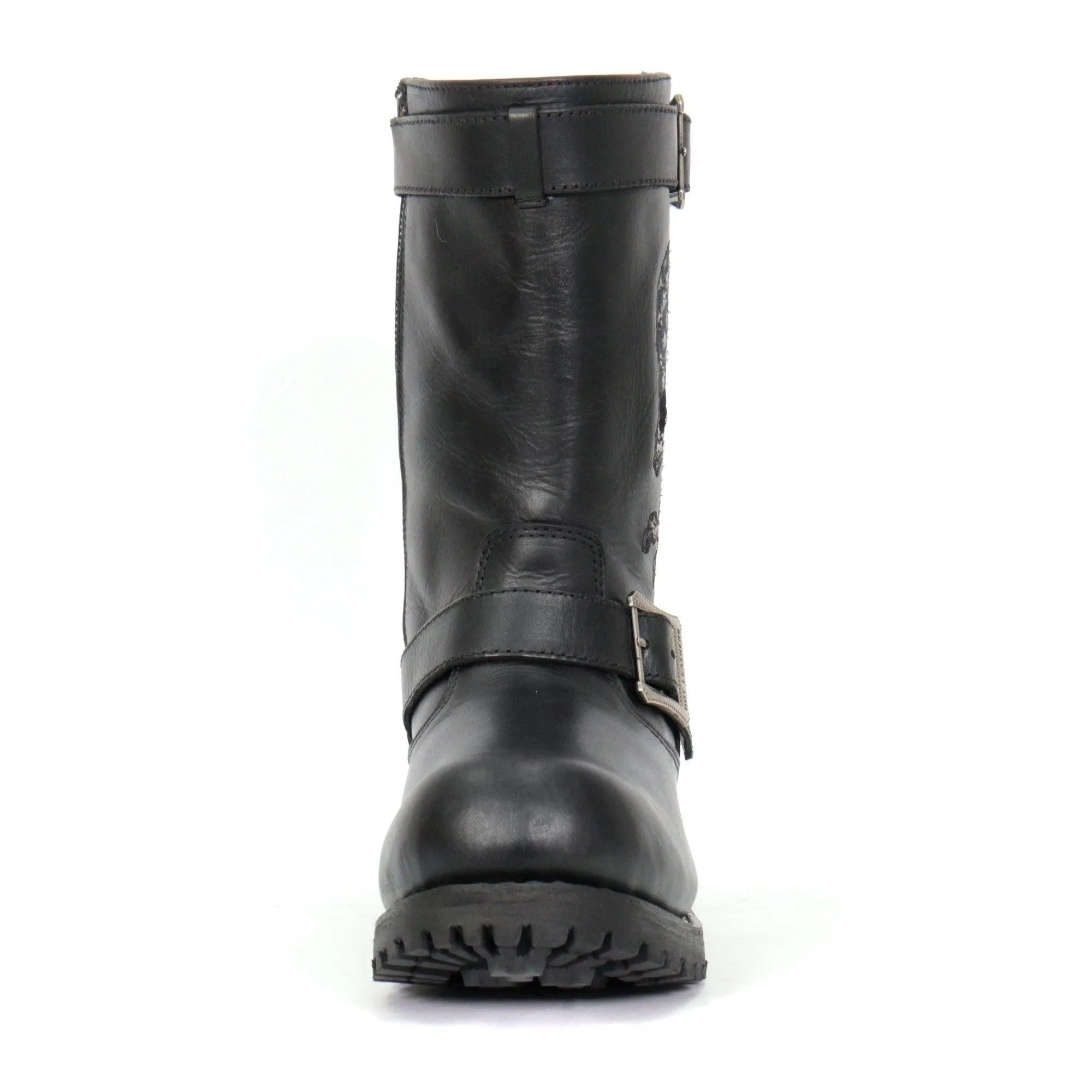 Hot Leathers Tall Harness Flag Skull Boot With Round Toe
