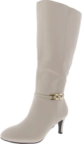 Jones New York Womens Hanlee Zipper Faux Leather Knee-High Boots