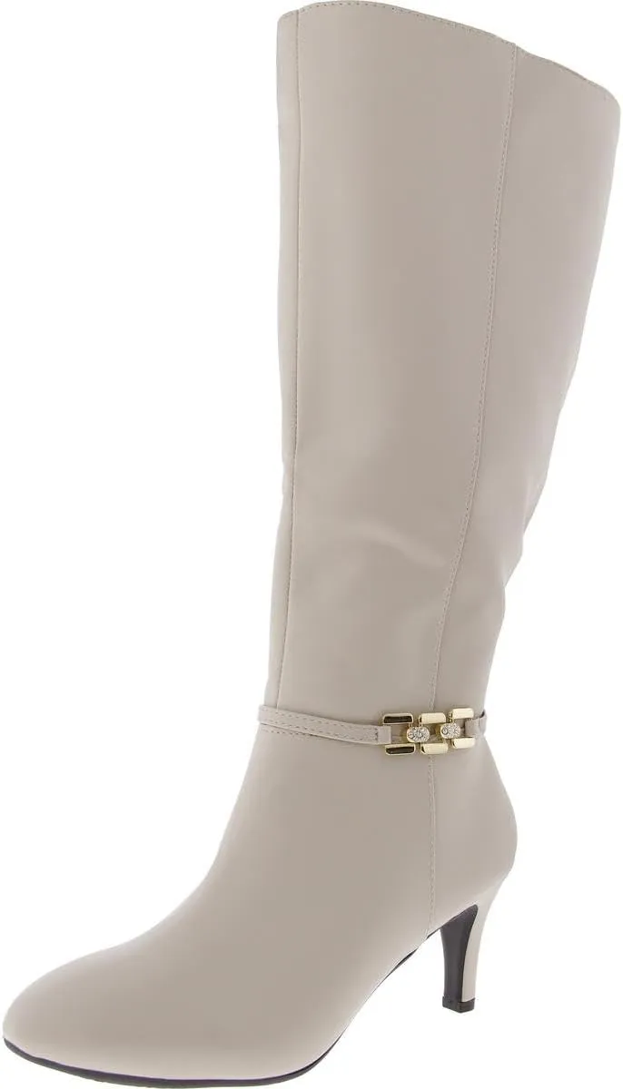 Jones New York Womens Hanlee Zipper Faux Leather Knee-High Boots