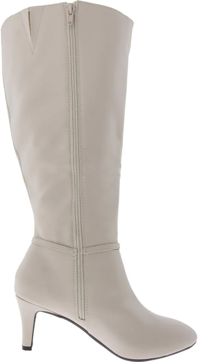 Jones New York Womens Hanlee Zipper Faux Leather Knee-High Boots