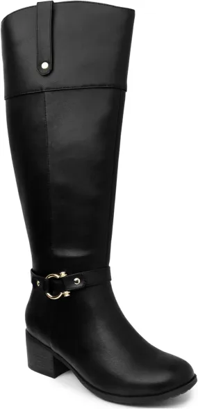 Karen Scott Womens Vickyy Faux Leather Block Heel Knee-High Boots