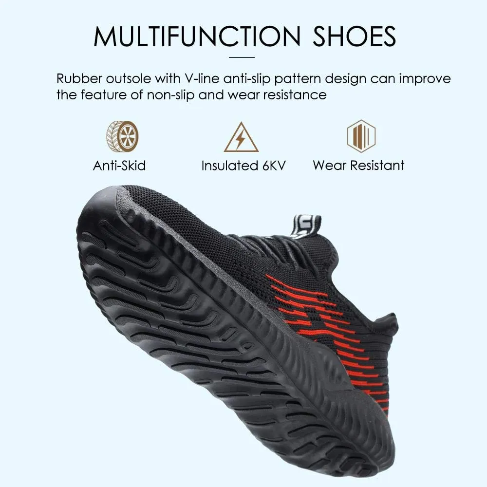 KINOW Men Steel Toe Safety Work Shoes Slip Resistant Construction Sneakers for Women