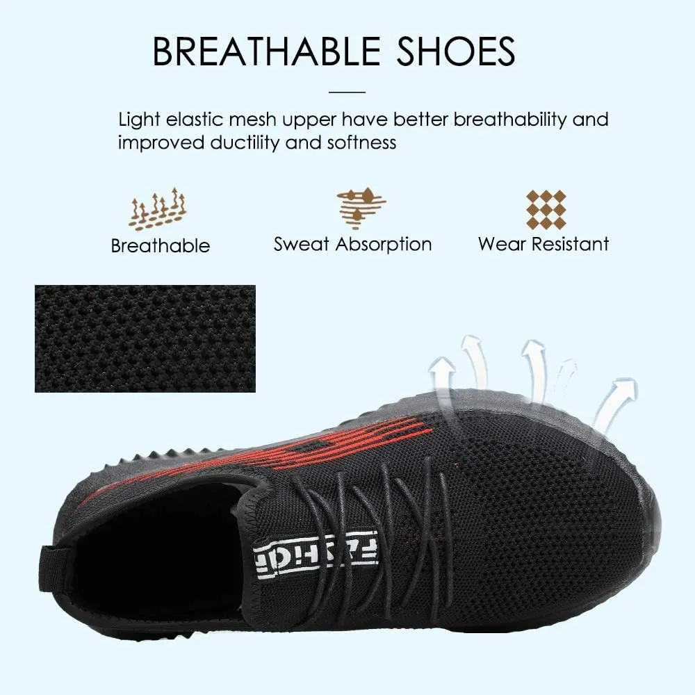 KINOW Men Steel Toe Safety Work Shoes Slip Resistant Construction Sneakers for Women