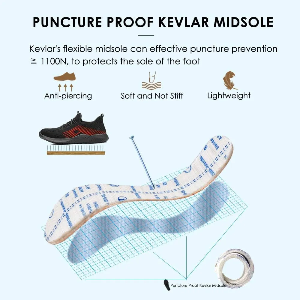 KINOW Men Steel Toe Safety Work Shoes Slip Resistant Construction Sneakers for Women