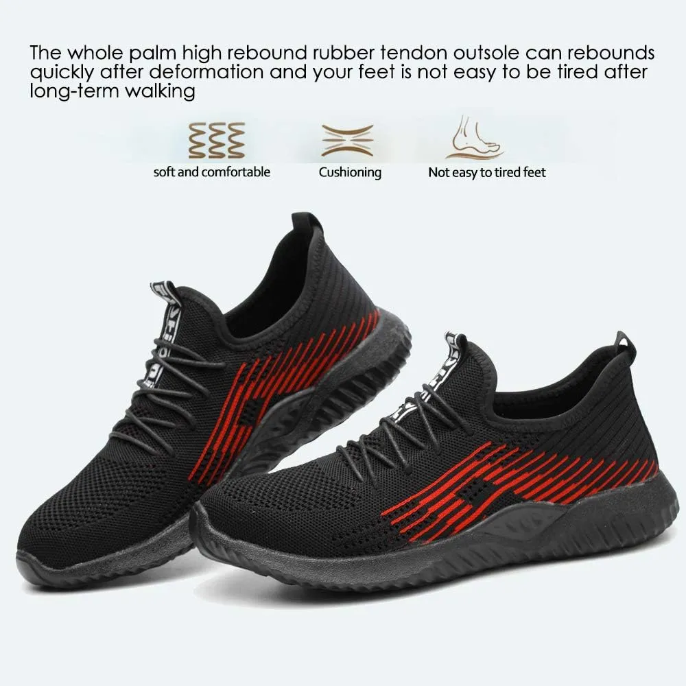 KINOW Men Steel Toe Safety Work Shoes Slip Resistant Construction Sneakers for Women