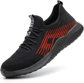 KINOW Men Steel Toe Safety Work Shoes Slip Resistant Construction Sneakers for Women