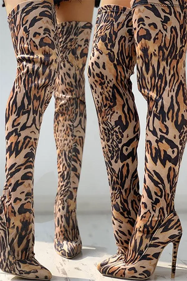 Leopard Print Feminine Boot