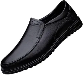 Mens Formal Shoes Leather Wedding Slip-on Breathable Business Slip Resistant Classic Loafers