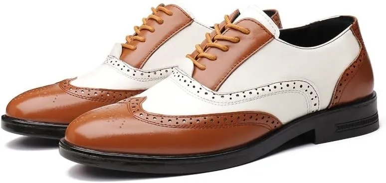 Men's Leather Brogues Dress Shoes, Men Big Size Fashion Wedding Party Men Dress Shoes Italian Designer Male Drivng Formal Shoes Lace Up Men Oxfords