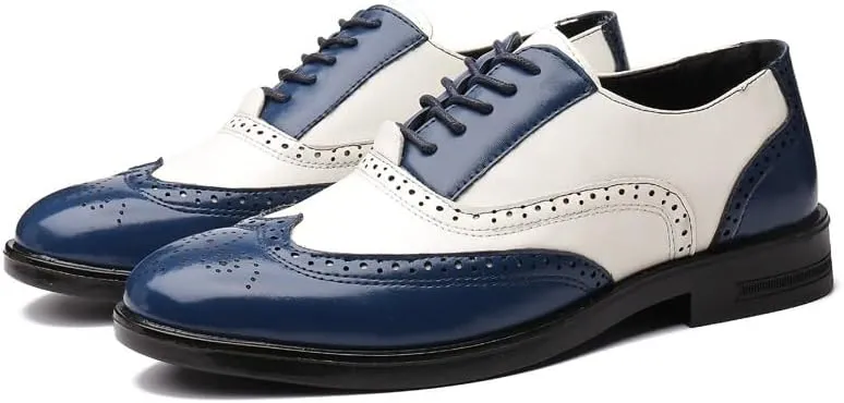 Men's Leather Brogues Dress Shoes, Men Big Size Fashion Wedding Party Men Dress Shoes Italian Designer Male Drivng Formal Shoes Lace Up Men Oxfords