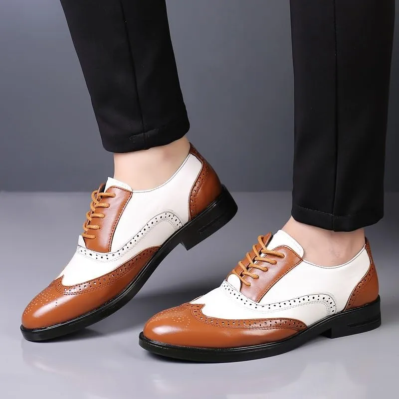 Men's Leather Brogues Dress Shoes, Men Big Size Fashion Wedding Party Men Dress Shoes Italian Designer Male Drivng Formal Shoes Lace Up Men Oxfords
