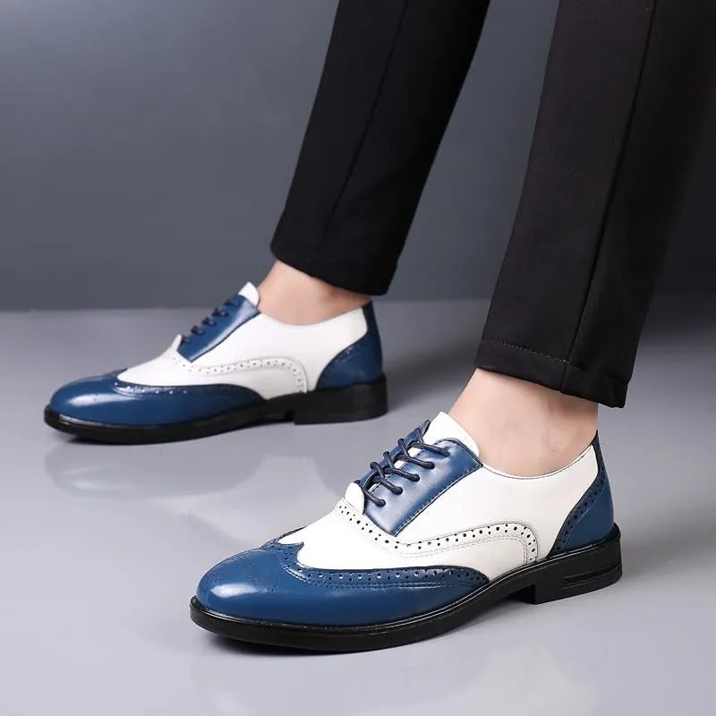 Men's Leather Brogues Dress Shoes, Men Big Size Fashion Wedding Party Men Dress Shoes Italian Designer Male Drivng Formal Shoes Lace Up Men Oxfords
