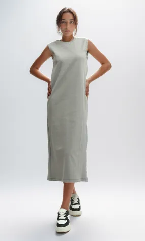 O198528 Solid Sleeveless Feminine Maxi Dress