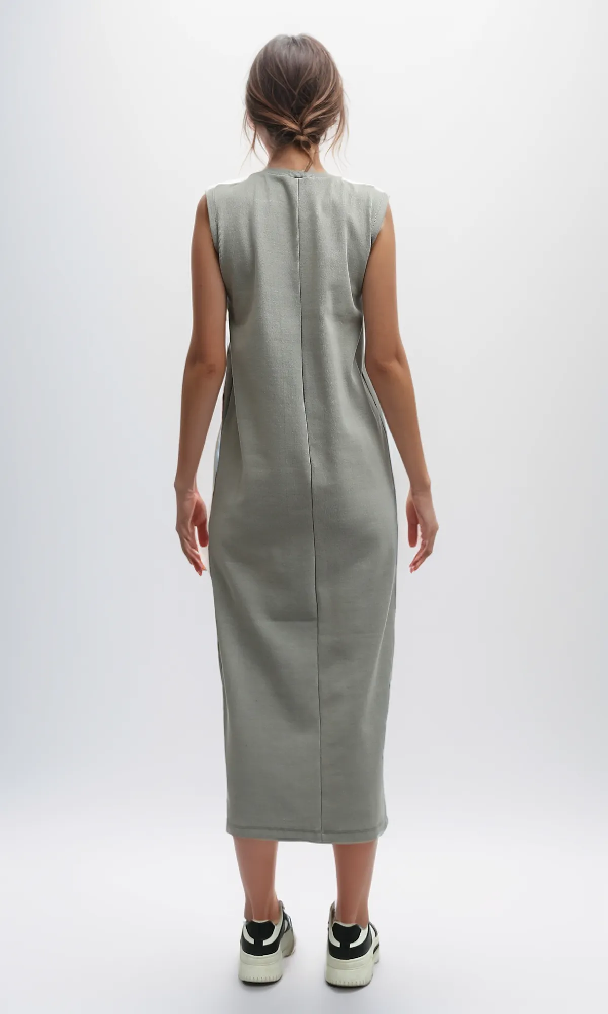 O198528 Solid Sleeveless Feminine Maxi Dress