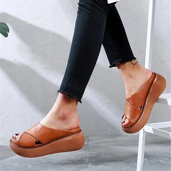 platform open toe comfy slippers casual slide sandals