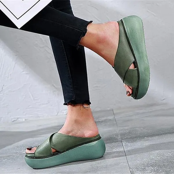 platform open toe comfy slippers casual slide sandals