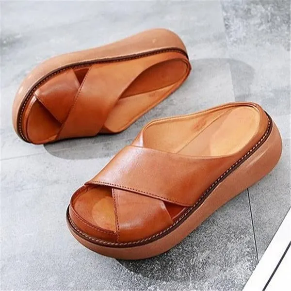 platform open toe comfy slippers casual slide sandals