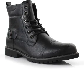 Polar Fox Mens Vegan Leather Winter Boots, with Faux Fur Lined Option