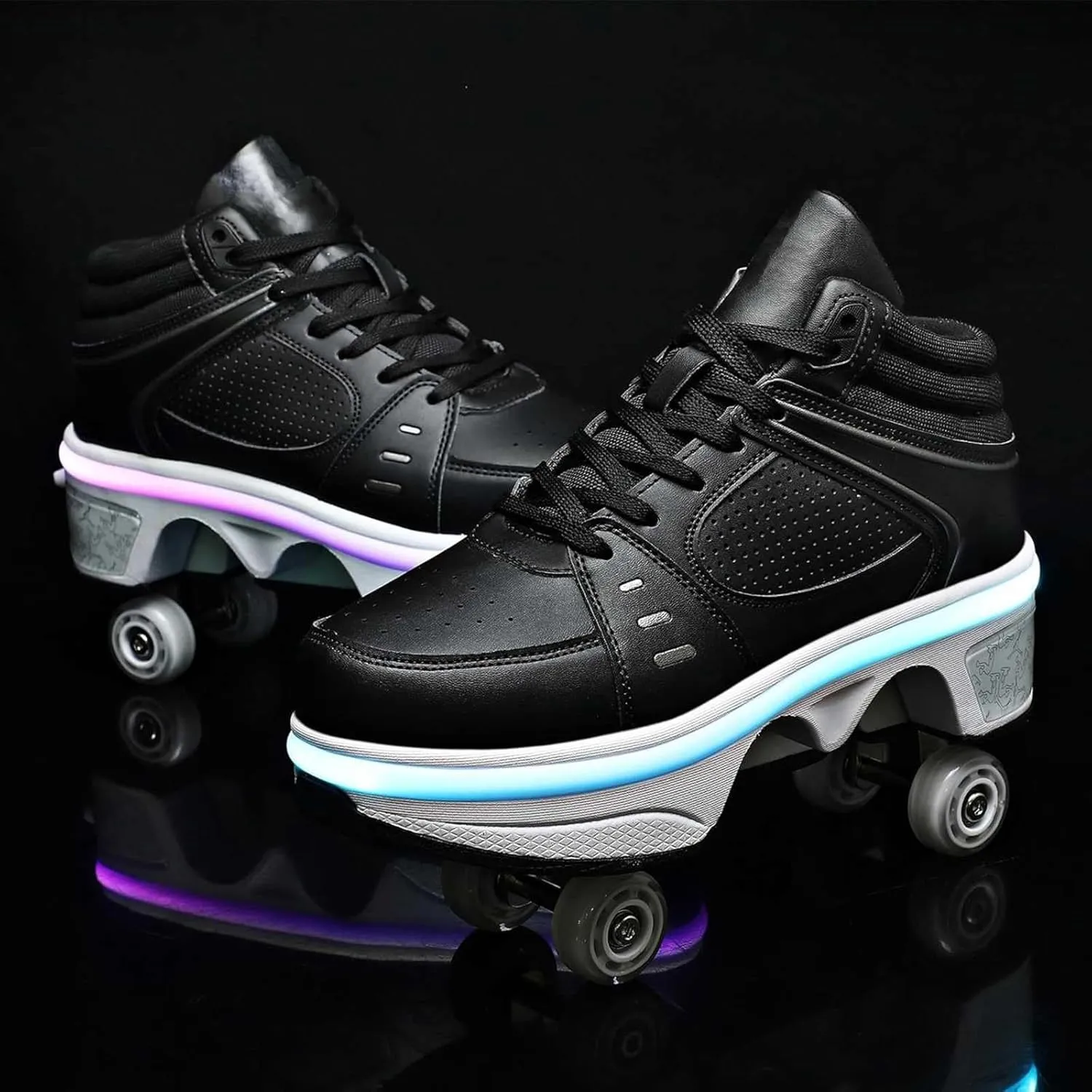 Roller Skate Shoes for Men, Double-Row Deform Wheel Automatic Walking Shoes, Retractable Roller Skate, Shoes with Wheels, Skating Shoes for Outdoor Fun & Fitness