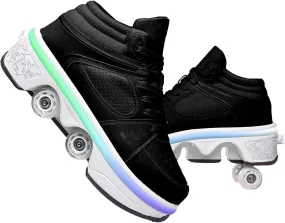 Roller Skate Shoes for Men, Double-Row Deform Wheel Automatic Walking Shoes, Retractable Roller Skate, Shoes with Wheels, Skating Shoes for Outdoor Fun & Fitness