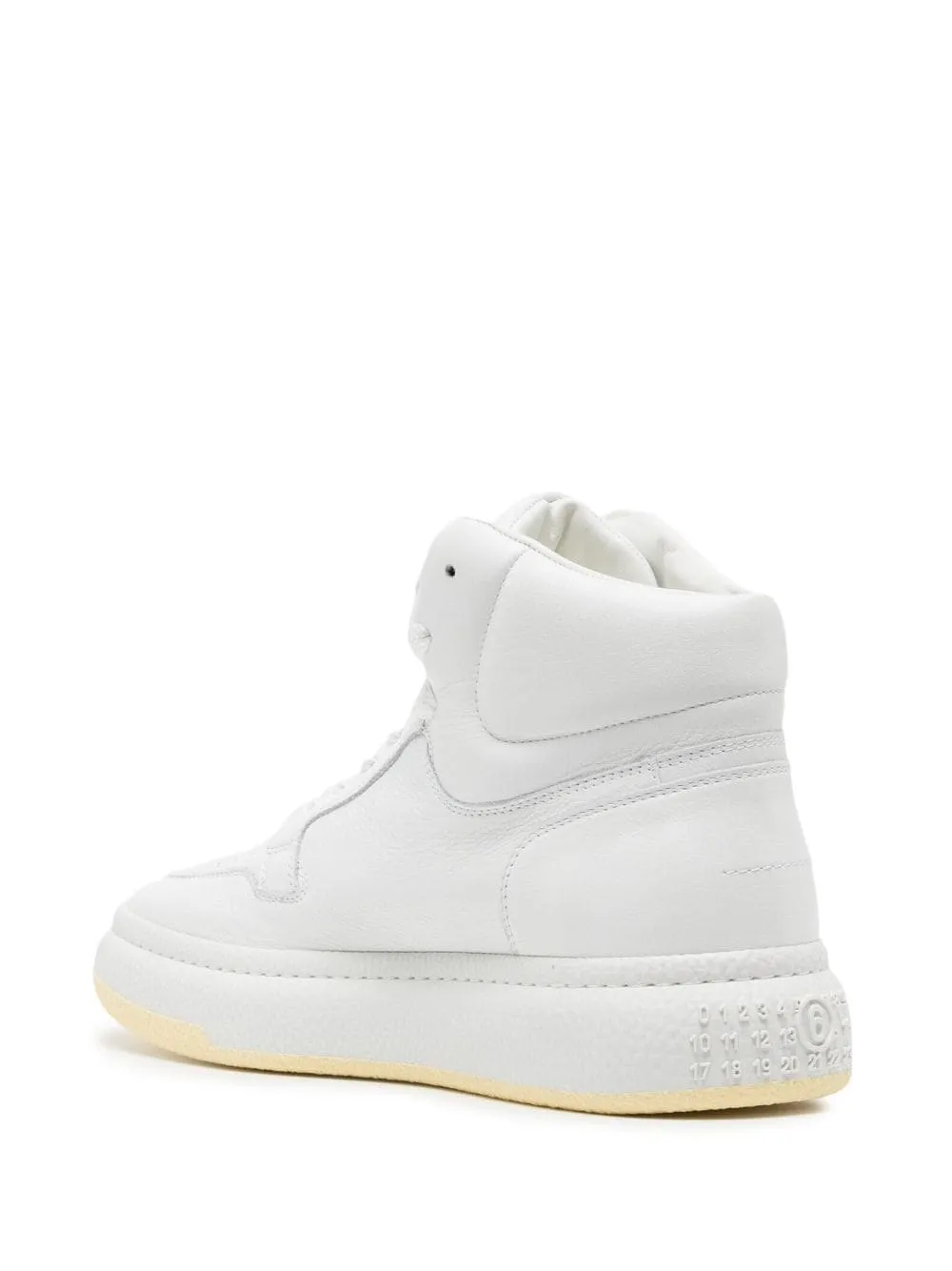 Square-Toe Leather High-Top Sneakers