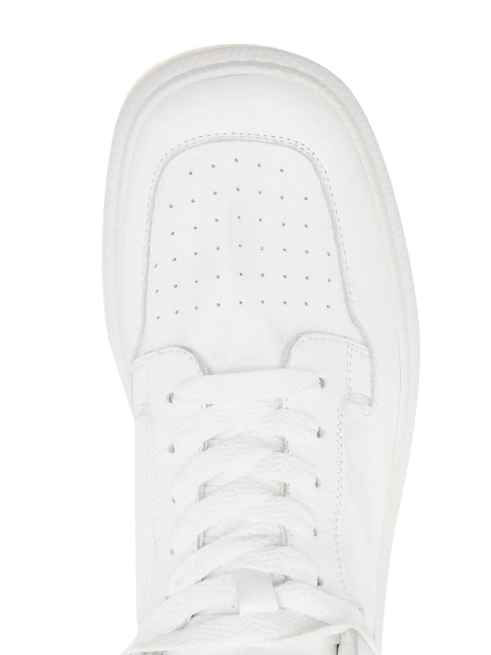 Square-Toe Leather High-Top Sneakers