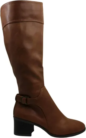 Style & Co. Womens Vannie Faux Leather Zipper Riding Boots Brown 5 Medium (B,M)