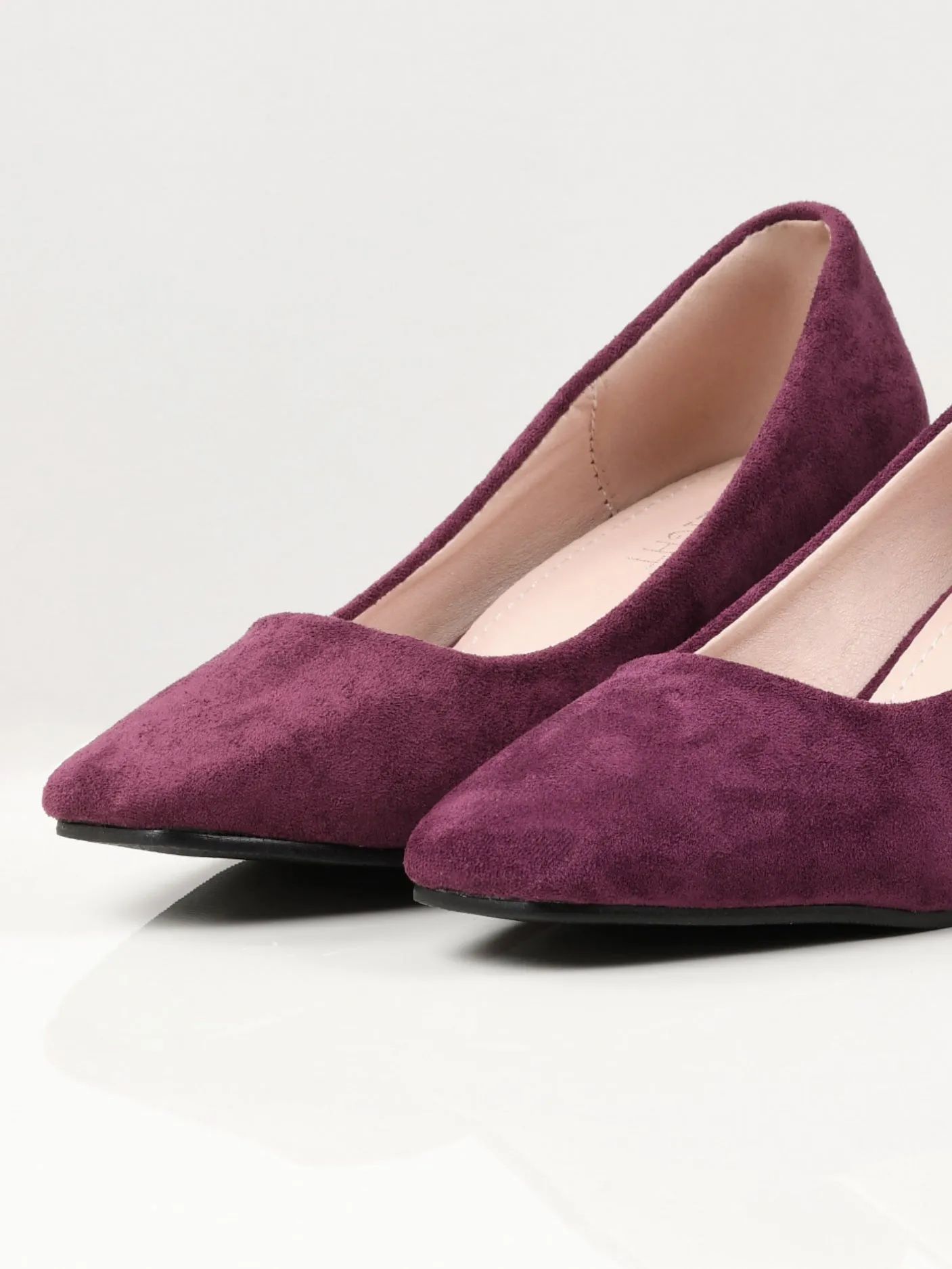 Suede Block Heels - Purple