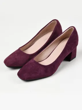 Suede Block Heels - Purple