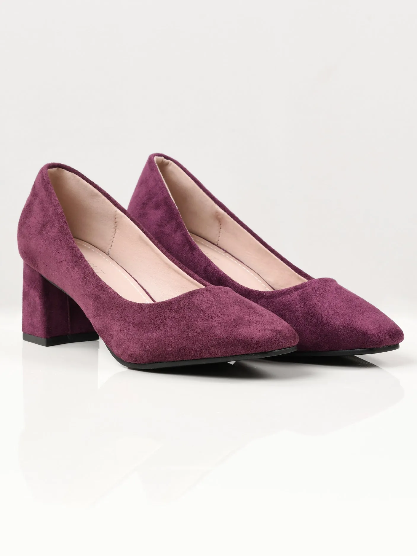 Suede Block Heels - Purple