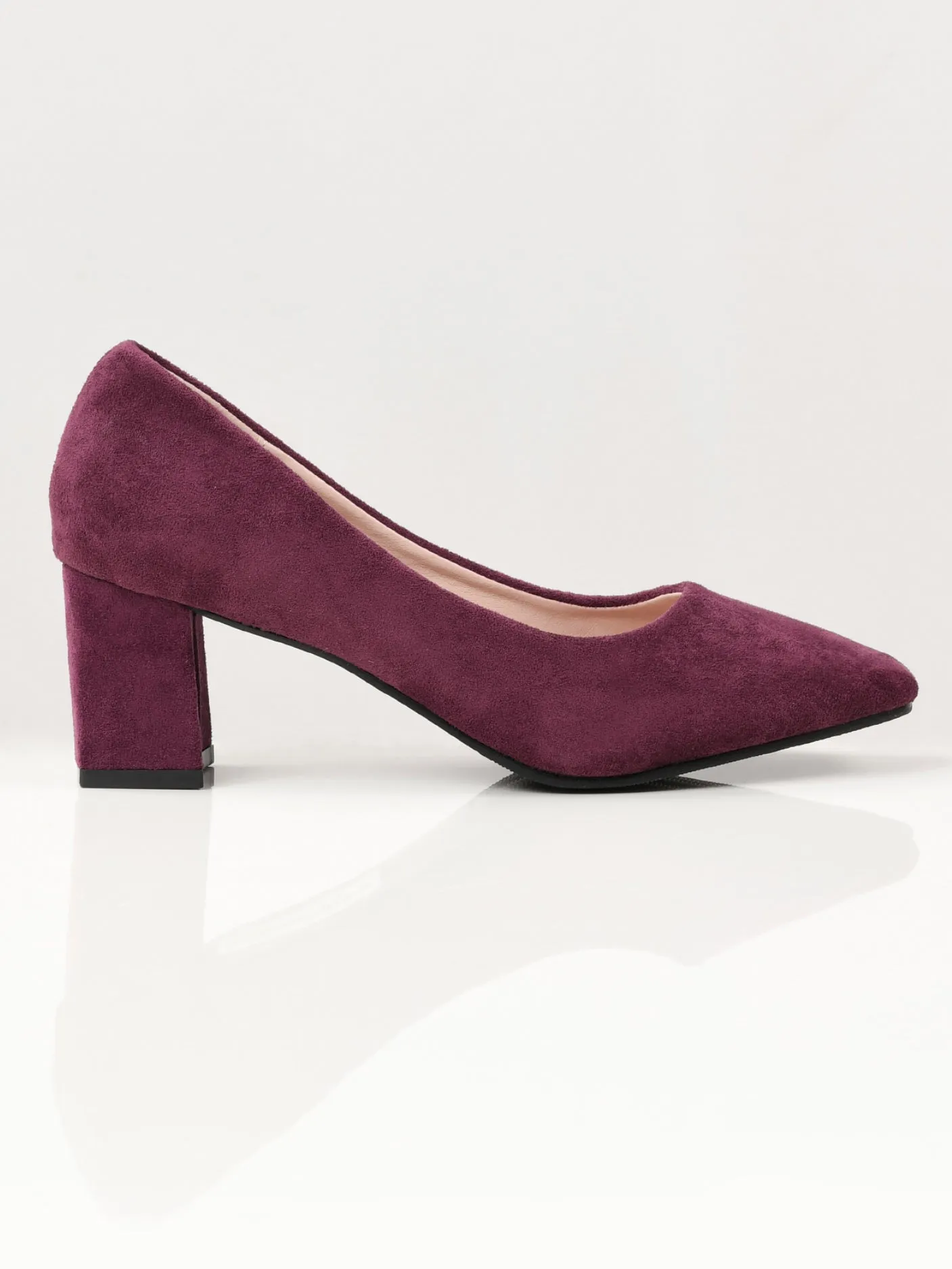 Suede Block Heels - Purple