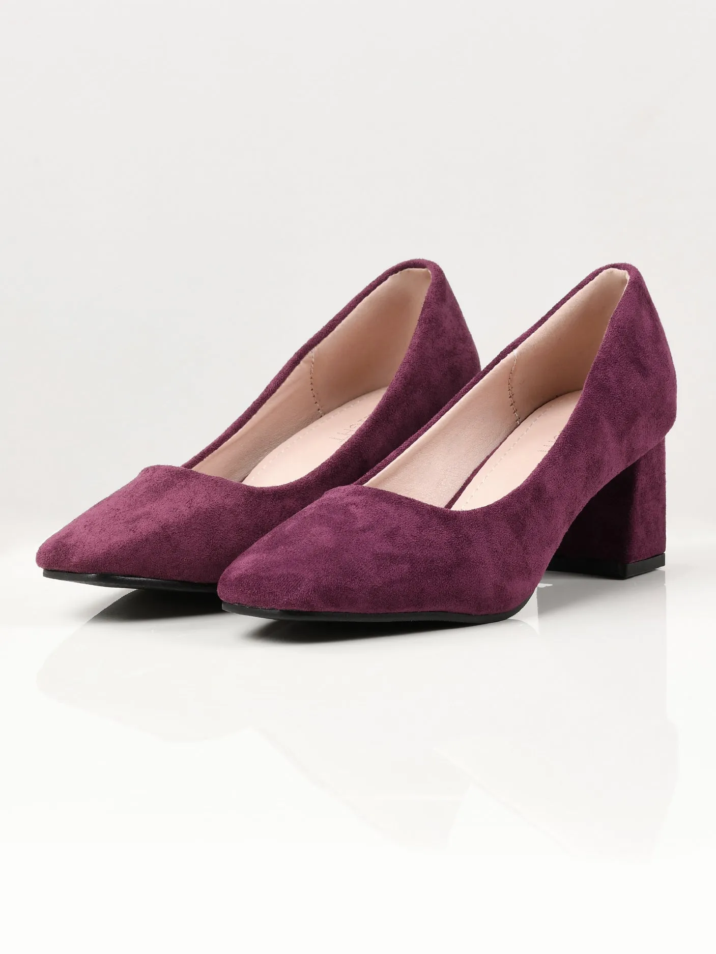Suede Block Heels - Purple