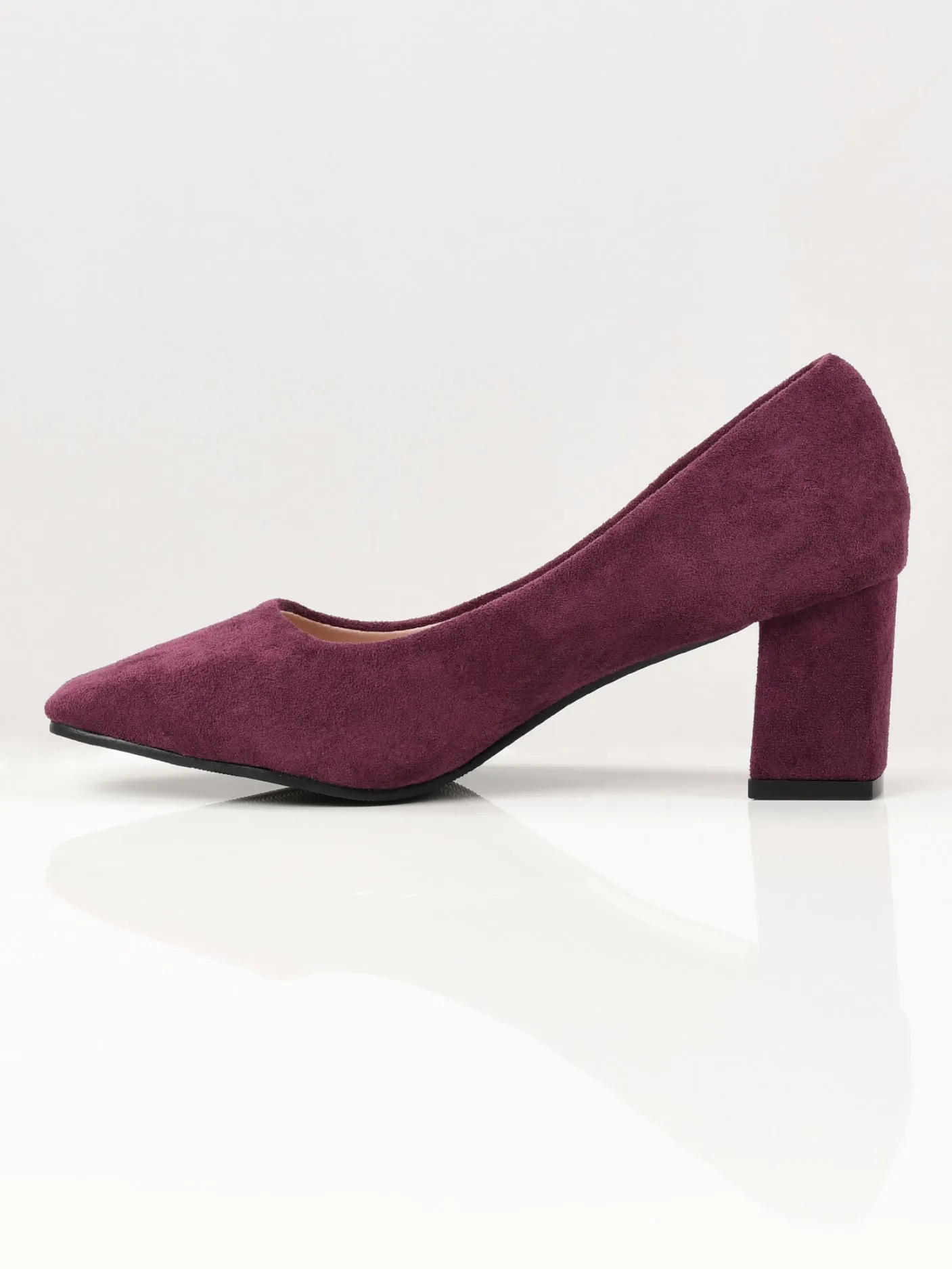 Suede Block Heels - Purple