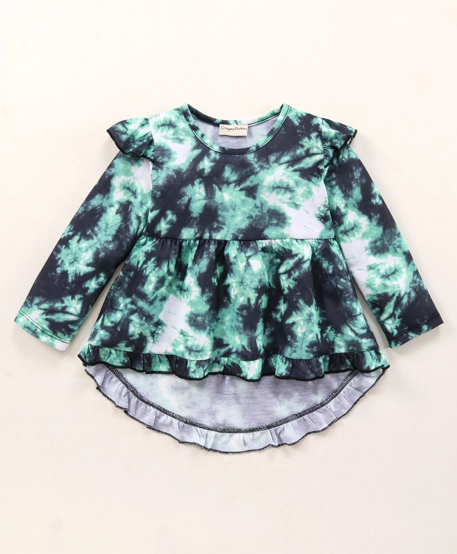Tie Dye Frill High Low Top Leggings Set