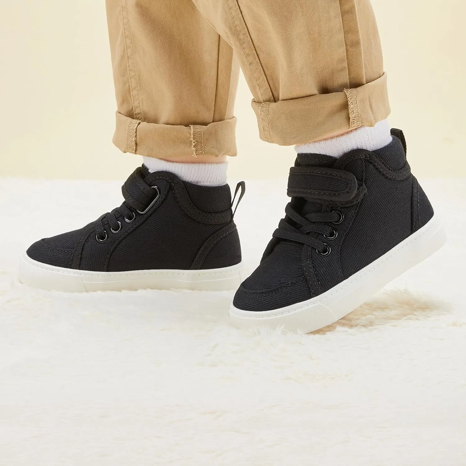 Toddler Boys Girls Walking Shoes High Top Tennis Canvas Sneakers(Infant/Toddler)