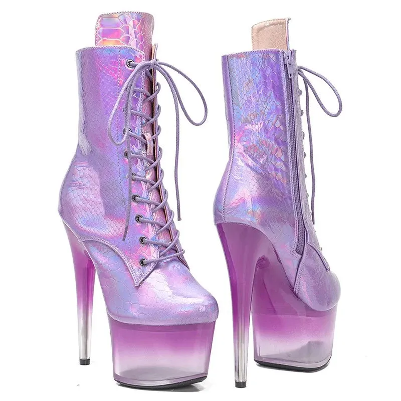 Trendy Pink Metallic High Heel Platform Ankle Boots