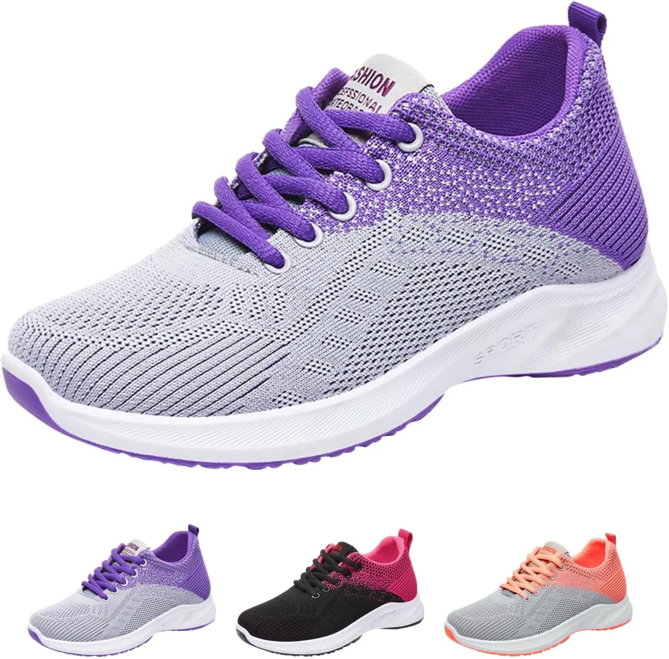 Walking Shoes Women Comfort Lace Up Lightweight Slip-Resistant Sneakers Breathable Mesh Trainers Casual Athletic Shoes