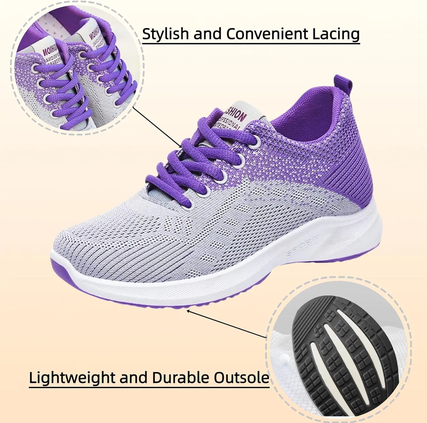 Walking Shoes Women Comfort Lace Up Lightweight Slip-Resistant Sneakers Breathable Mesh Trainers Casual Athletic Shoes