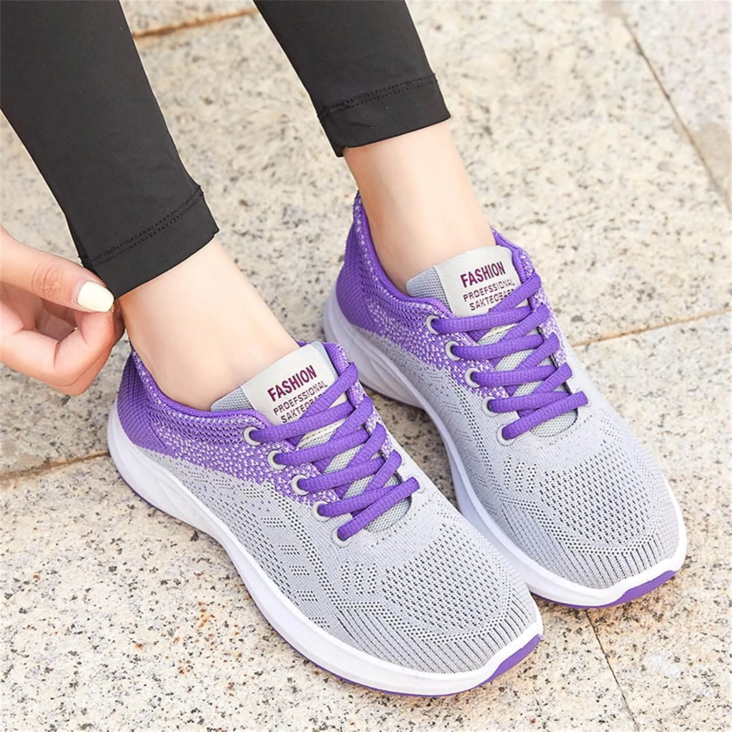 Walking Shoes Women Comfort Lace Up Lightweight Slip-Resistant Sneakers Breathable Mesh Trainers Casual Athletic Shoes