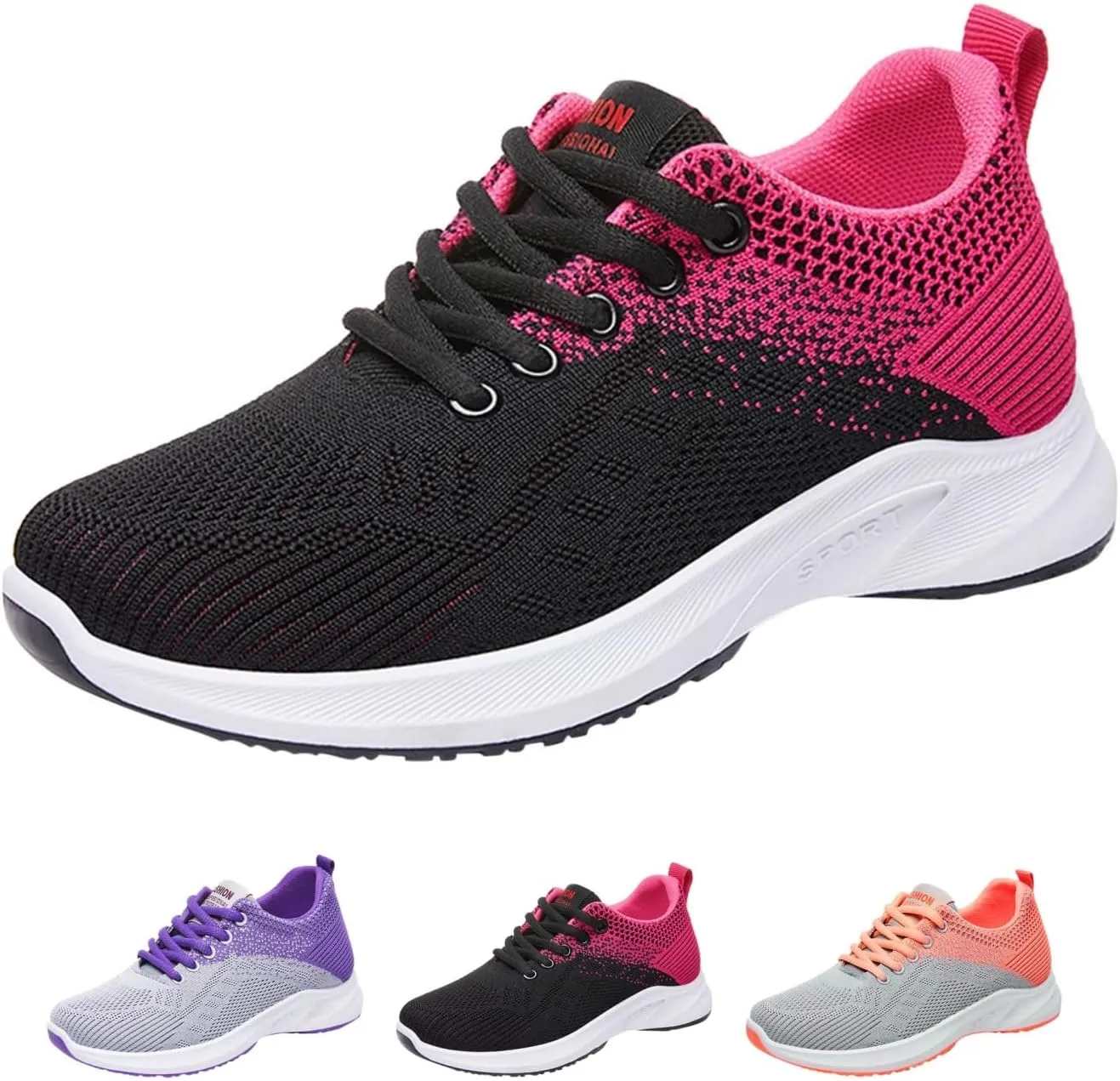 Walking Shoes Women Comfort Lace Up Lightweight Slip-Resistant Sneakers Breathable Mesh Trainers Casual Athletic Shoes