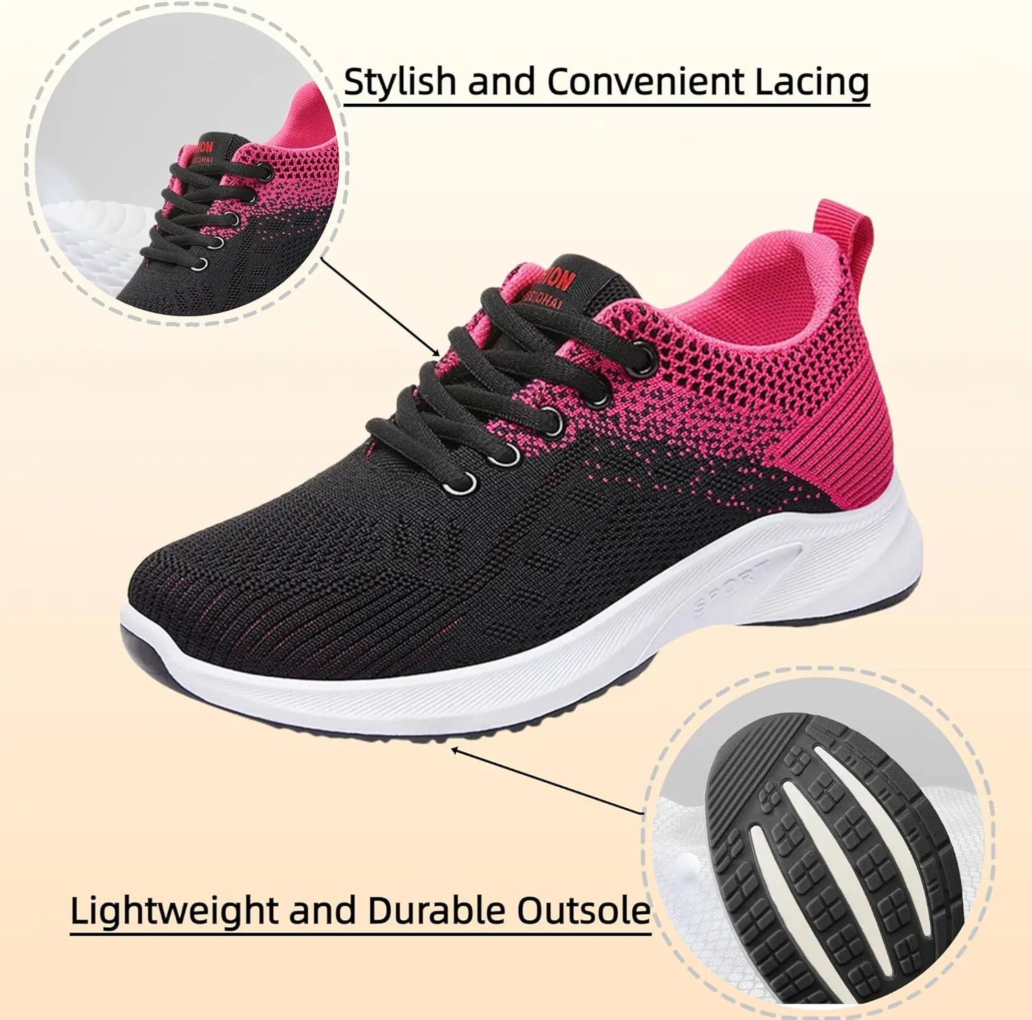 Walking Shoes Women Comfort Lace Up Lightweight Slip-Resistant Sneakers Breathable Mesh Trainers Casual Athletic Shoes